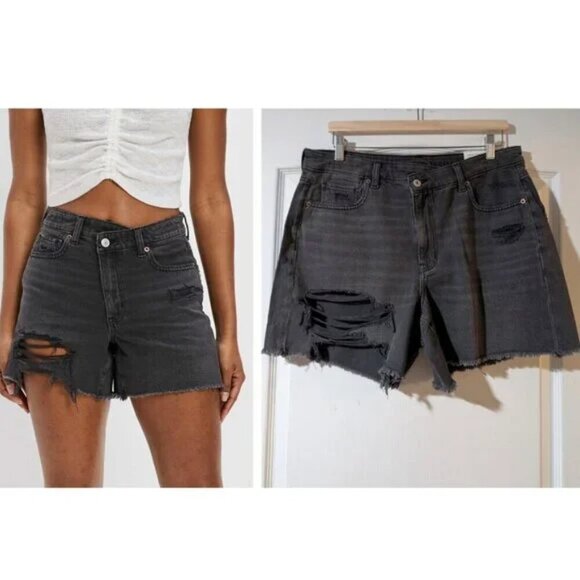 NWT AE | Denim Highest Waist Baggy Short in Black - Picture 1 of 14